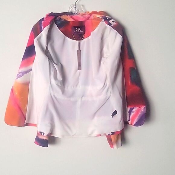 NWT Rachel Roy Sz 2 4 Silk Blazer Jacket Colorful Pink White Art Professional - Picture 10 of 16
